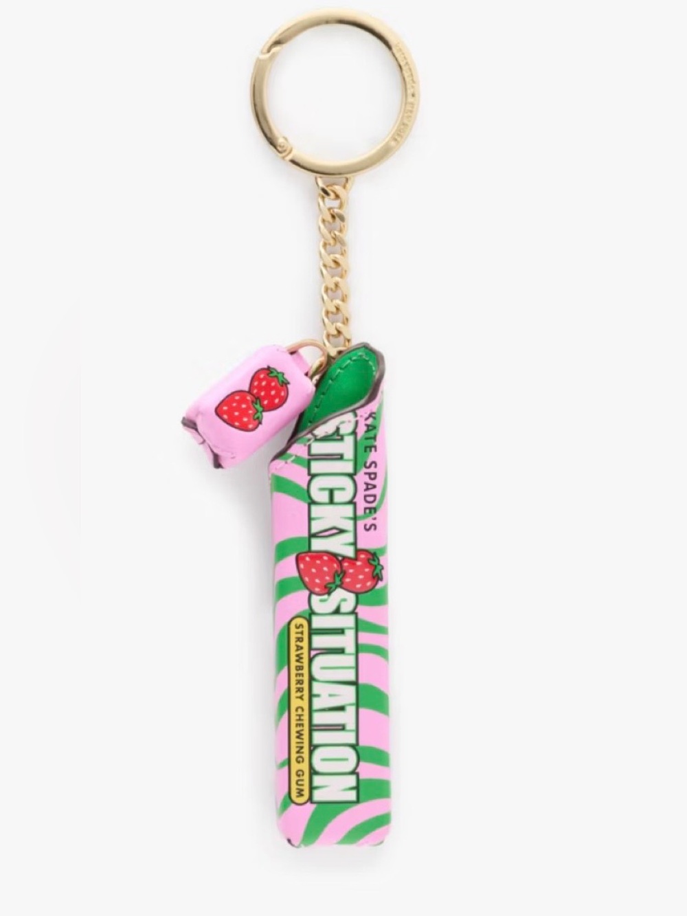 $129 Kate Spade ♠️ Bubble Gum Bag Charm Keychain Strawberry Chewing Gum NWT